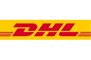 The DHL logo, featuring red text and lines on a yellow backdrop, mirrors the efficiency and precision found in the Sofon Approval Portal.