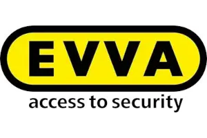 Yellow oval with EVVA in black, bold letters.