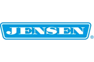 Blue and white logo with the word Jensen in bold capital letters, reminiscent of a Sofon Proposal Organizer cover. The logo has a rectangular shape with angled sides.